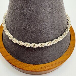 Italy Sterling Silver 925 Rope Chain 3mm Bracelet Lobster Clasp Size 8" Length